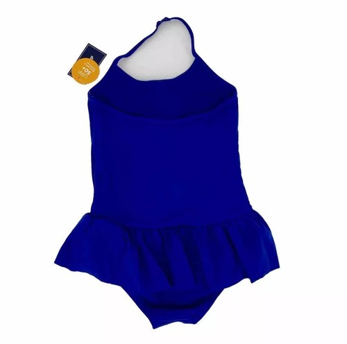 Gymboree Girls' Size 12 Splish Splash Navy Flower Pom Ruffle Bathing Suit NWT - Picture 2 of 5
