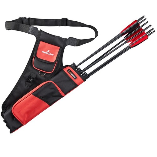 Archery 3-Tube Arrow Quiver Holder Back Waist Adjustable Strap Bag Pouch Hunting - Picture 2 of 16