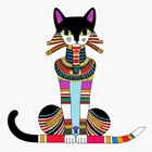 Folk Art Egyptian Cat Sticker Goddess Statue Colorful (4 Inch)