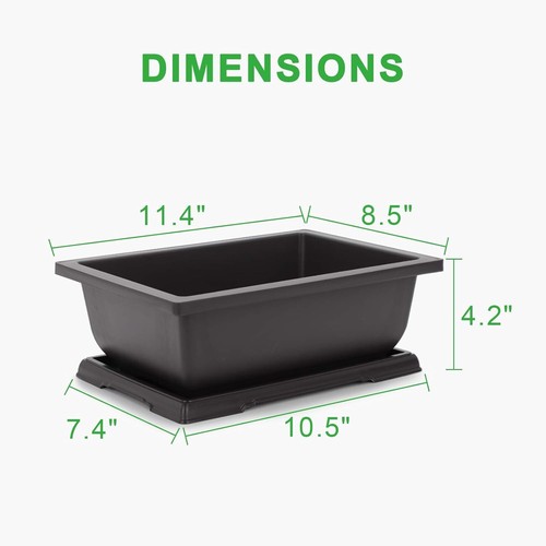 Traditional 3-Pack 11 Inch Bonsai Pots with Raised Trays for Indoor/Outdoor Use - Picture 4 of 8