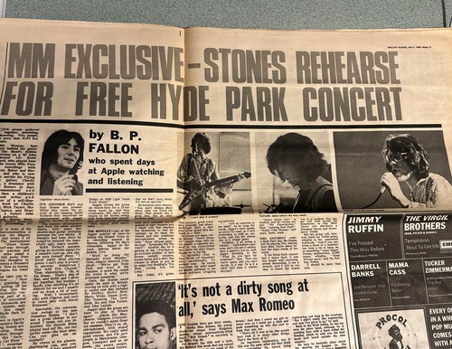 July 1969 Melody Maker Jimi Hendrix Rolling Stones Led Zeppelin Hyde Park + Ads - Picture 6 of 8