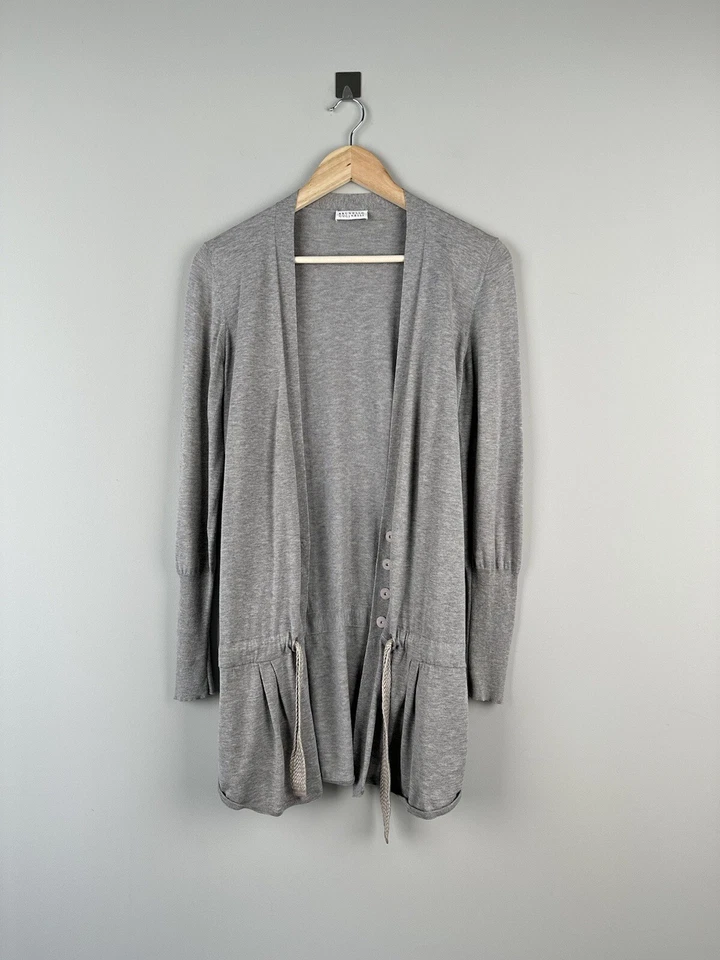 Suéter Cárdigan BRUNELLO CUCINELLI 100 % Algodón Para Mujer Gris Talla M Foto 4 de 4