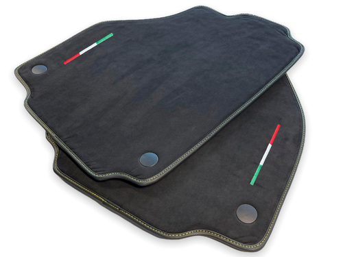 Black Alcantara Leather Floor Mats For Ferrari 488 Spider Pista / 458 GTB Italia - Picture 2 of 3