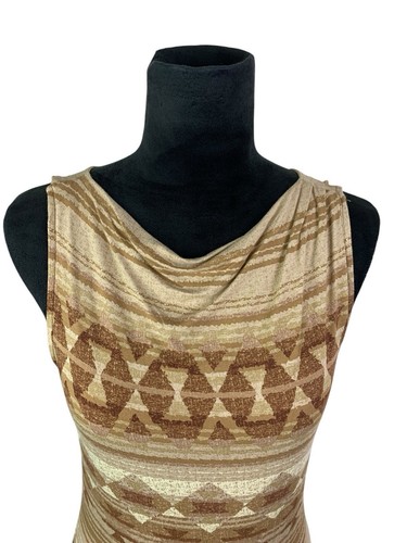 Lauren Ralph Lauren Size S Beige Geometric Scoop Neck Tank Stretch Soft - Picture 2 of 9