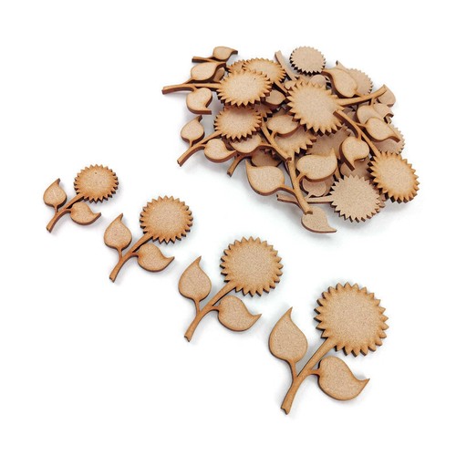 Girasol MDF Formas Artesanales Madera Hojas en Blanco Verano Decoración Adorno - Imagen 4 de 4