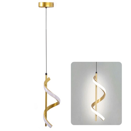 (85-265V Gold Spiral Pendant Light White Light) Spiral Pendant Light Restaura - Picture 18 of 22