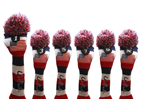 1 3 5 7 9 X USA GOLF Driver Headcover Red White Blue KNIT Head Covers Headcovers