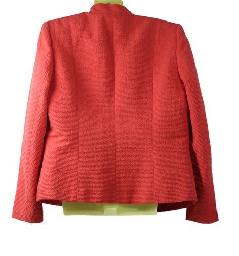 Vintage Jones New York Signature Jacket Mandarin Collar Deep Coral Womens Sz 12 - Picture 2 of 9