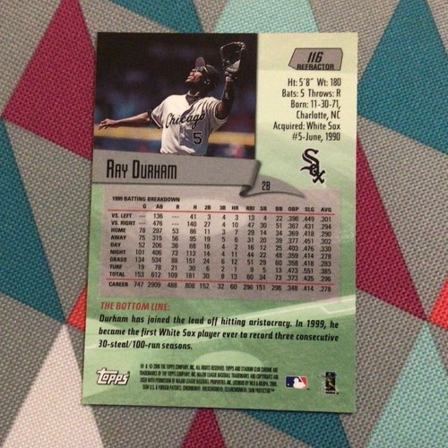 2000 Topps Stadium Club Chrome Refractor Ray Durham #116 White Sox - Picture 2 of 2