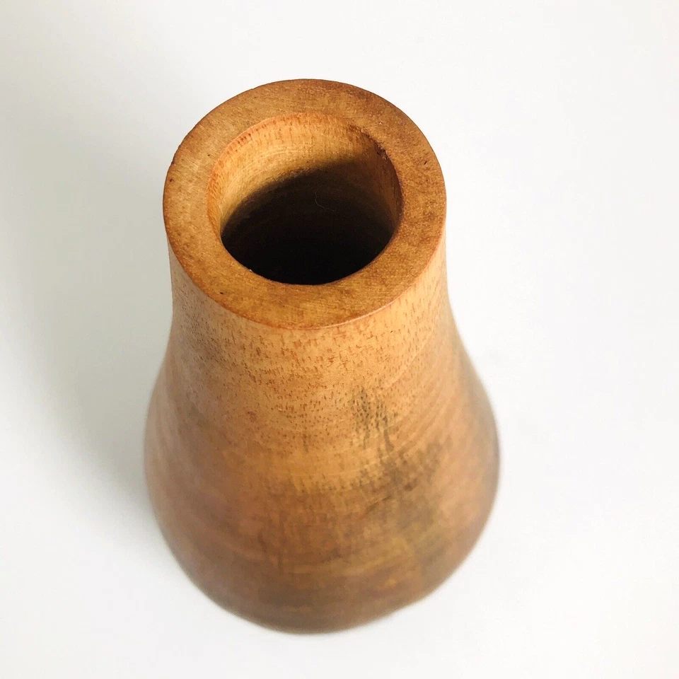 Jarrón de madera natural tallado a mano madera de mango hecho a mano Villacera 12" x 5" Foto 4 de 4