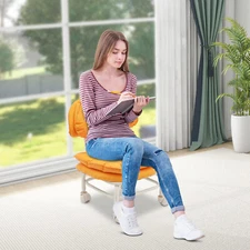 Orange Rolling Stool with Back Rest Heavy Duty Rolling Stool Roller Chair