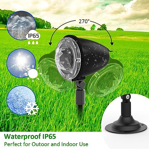 Outdoor Halloween Weihnachtsbeleuchtung Projektor, 2 in 1 Wasserwelle Laser Aurora - Bild 3 von 7