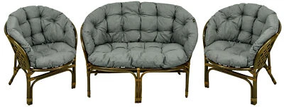 AMPO Polster Kissen für Rattan Bahama Set Rattansessel Bankauflage Anthrazit