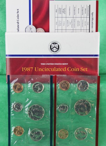 1987 P and D 10 Coin Annual Uncirculated Set USA US Mint BU Coins - Picture 1 of 4