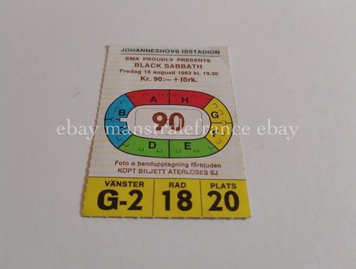 Black Sabbath Ticket Stub August 19 1983 Isstadion Stockholm Sweden Ian Gillan - Foto 2 di 4