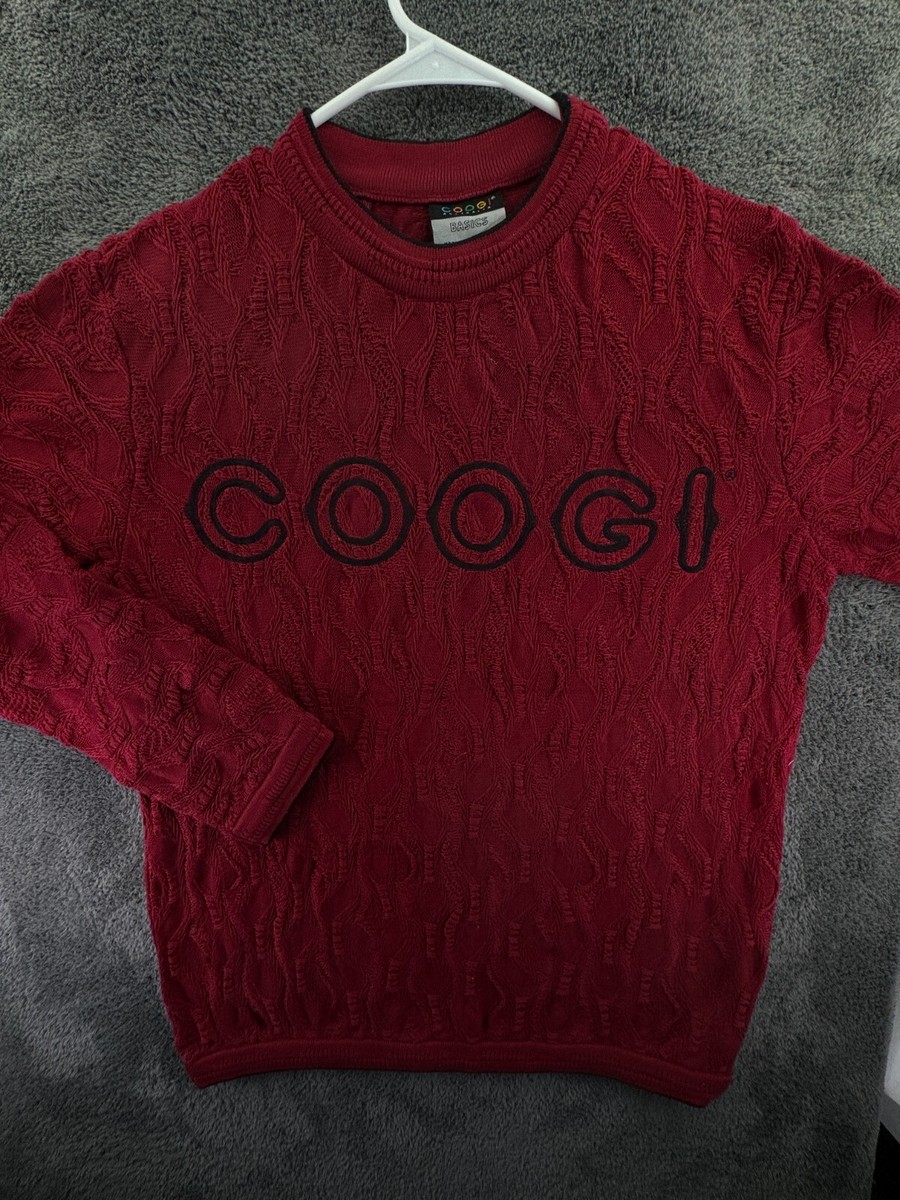 COOGI Basics Australia Sweater Red Pullover Large Spell Out Logo