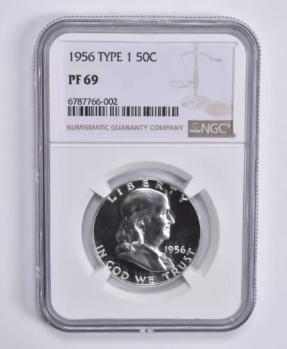 PF69 1956 Type 1 ONE Franklin Half Dollar 50c NGC Brown Label TI