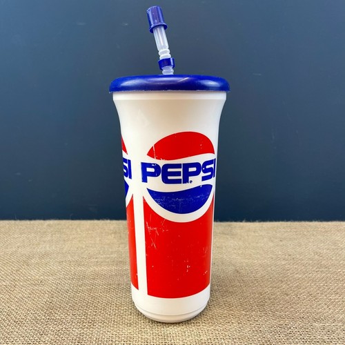 VINTAGE WHIRLEY INDUSTRIES PEPSI COLA KUNSTSTOFFBECHER MIT DECKEL UND STROHHALM - UK - Bild 3 von 10
