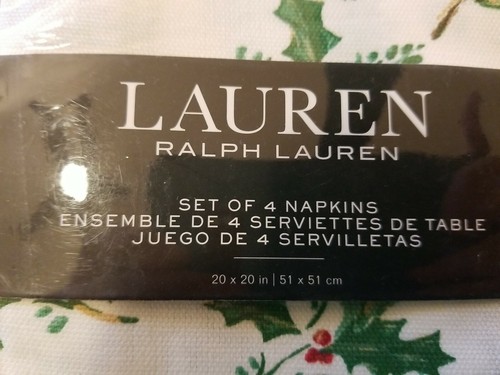 Ralph Lauren Juego de 4 Servilletas Piña Acebo 100% Tela Algodón 20"x20" Nuevo - Imagen 4 de 12