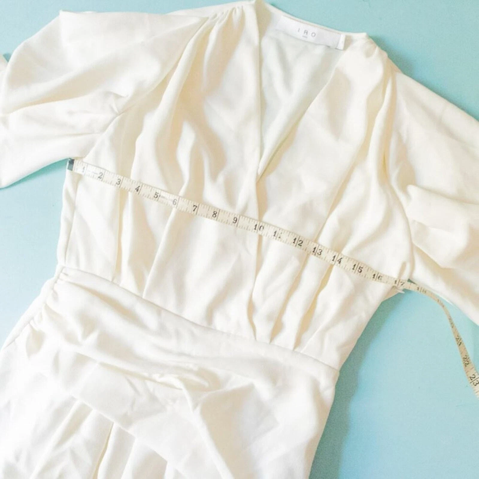 OFF WHITE Abito in guaina drappeggiata IRO bianco cremoso scollo a V a V taglia media