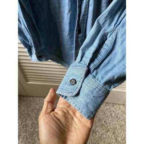 Camisa de mezclilla vintage años 80 Levi's Chambray con botones LS azul occidental para hombre talla S - Imagen 3 de 10