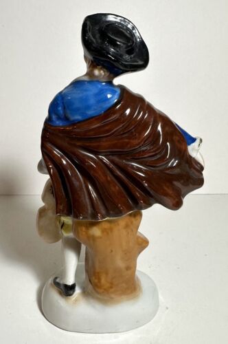 Estatuilla de músico masculino de porcelana hecha de colección en Japón ocupado entre 1945-1952 - Imagen 6 de 12