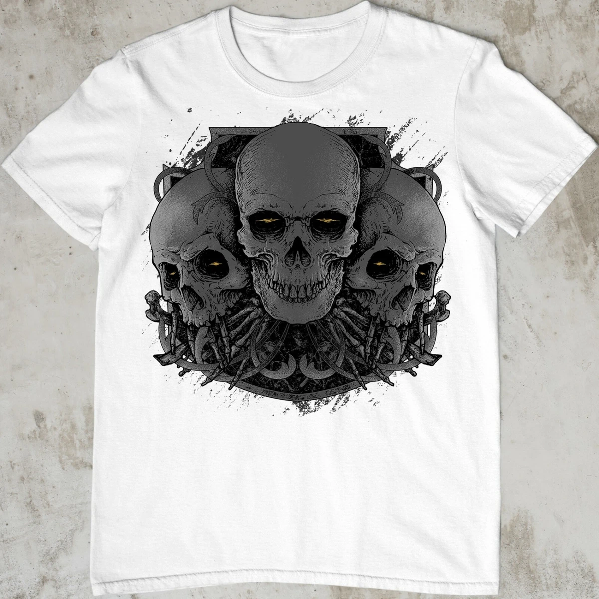 Kids Boys Girls Demon Skulls T-Shirt gothic skeleton punk rock goth horror  skull | eBay