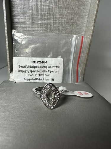NIB LC Deep Grey Spinel & White Topaz W/Rhodium Pl Band Sz10 SRP$58 RBP2464 - Picture 2 of 14