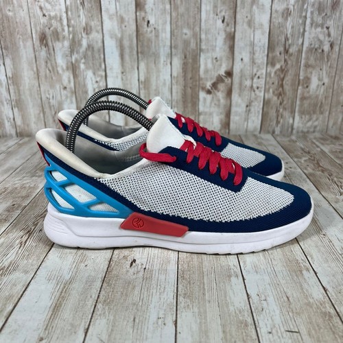 Kizik Athletic Sneakers Mesh Breathable Red Blue White Shoes Men 6 Women 7.5