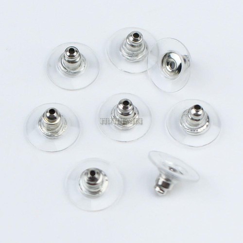 100pcs Plastic Rubber Stud Earring Back Stoppers Ear Post Nuts Jewelry Findings - Picture 8 of 9