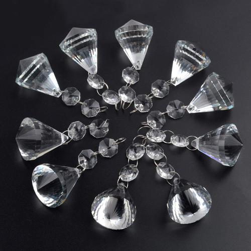 Pack of 10 Crystal Glass Ball Chandelier Prisms Pendants Parts Beads Han - Bild 3 von 10