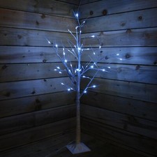 1.5m (5ft) Indoor Outdoor Christmas Lit Birch Tree with 64 Ice White LEDs