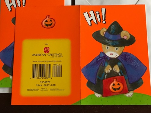 2 Vintage American Greetings Halloween Grußkarten "Hallo! Happy Halloween!" Teddy - Bild 5 von 5