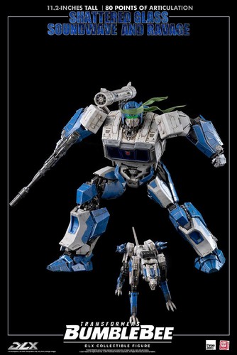 Figura coleccionable Threezero Bumblebee DLX Shattered Glass Soundwave and Ravage - Imagen 3 de 12