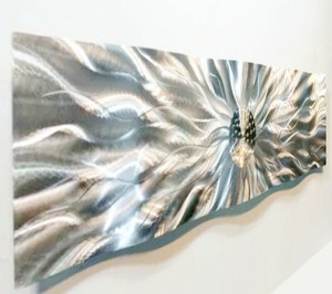 Large Silver Wave Metal Wall Art Sculpture Modern Decor Large Silver Wave Metal Wall Art