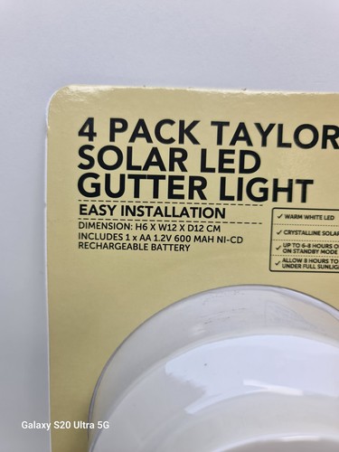 Click Solar LED Gutter Lights 4 Pack + Brackets - White - New - Picture 4 of 10