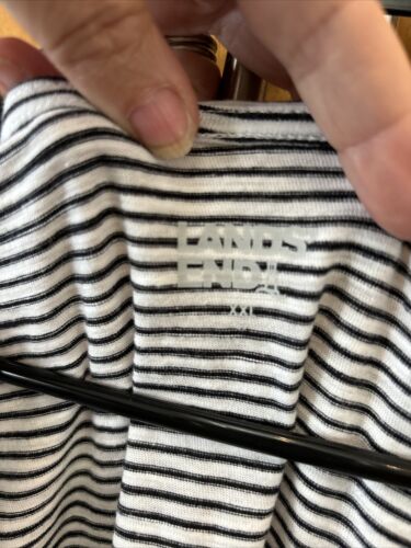 Lands' End Tank Top Women Shirt Scoop Neck 100% Cotton Striped XXL NEW Slits - Picture 3 of 8