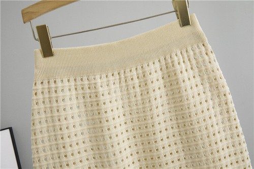 Womens 2pcs Sets Skirt Cardigan Sweater Short Sleeve Knit Tops Hollow Out Summer - Picture 16 of 25