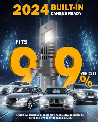 AUXBEAM 70W Q25 H13 9008 LED Headlights Hi/Lo Beam Wireless CANBUS 1:1 Size Bulb - Bild 9 von 12