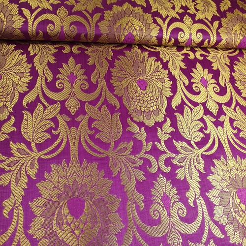 Brocade Ornamental Floral Gold Metallic Material Dress Craft Fabric 44" Meter - Picture 161 of 352