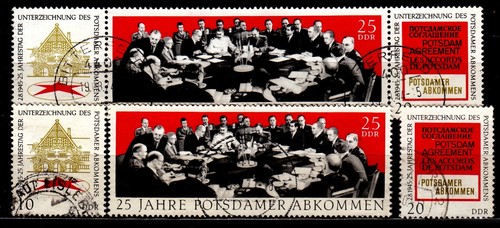 DDR 1970: 2 x 1598 - 1600 Dreierstreifen + Einzelm. sauber gestempelt. s. Bild