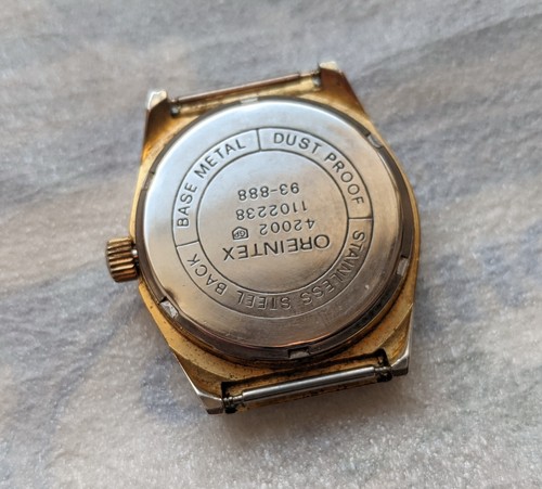 Reloj Pulsera Vintage OREINTEX Cristal Hombre Mecánico Tono Dorado Funcionando - Imagen 7 de 7