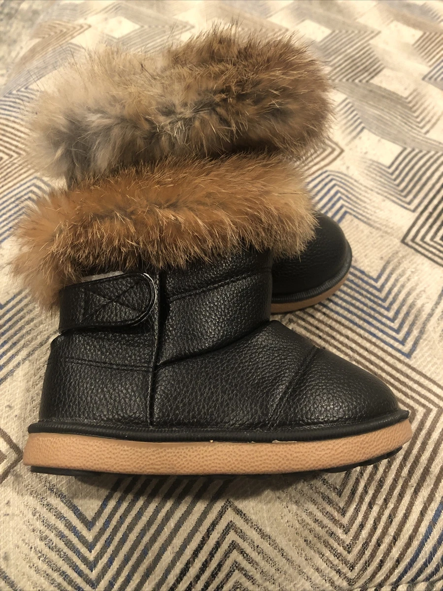 2018 Toddler Black W Fur Winter Boots SIZE EUR 24 Excellent Condition