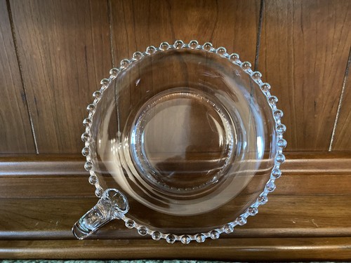 Imperial Kerzendocht Elegant Glas Klar Rund Henkel Mint Schale-VTG Süßigkeiten-Windel - Bild 2 von 6