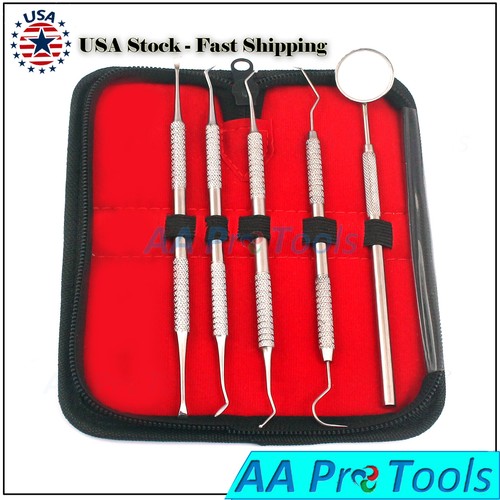 Dental Tartar Calculus Plaque Remover Tooth Scraper Mirror Scaler Kit Set - Picture 1 of 2