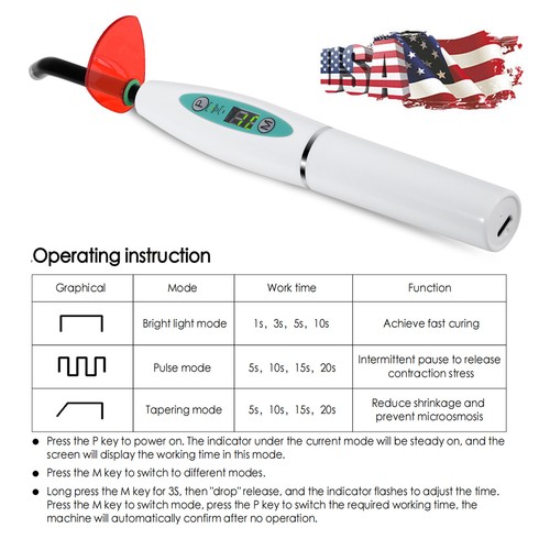 Dental Cordless LED Curing Light  5 Second Cure Light Lamp Metal Head UPS - Picture 8 of 19
