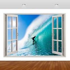 Surfer Wave Surfing Water Sports 3D Smashed Wall Sticker Poster Vinyl Mural S378