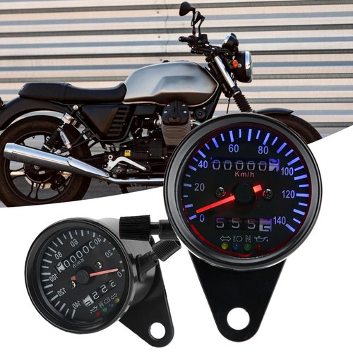 Metal Dual Odometer Gauge Speedometer for Retro Motorcycles NEW