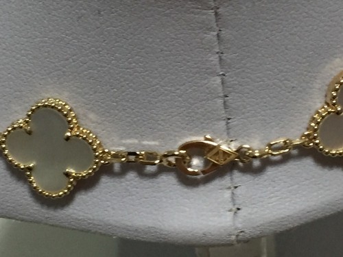 Authentic Van Cleef & Arpels 18k Yellow Gold 10 MOP Vintage Alhambra Necklace - Picture 4 of 5