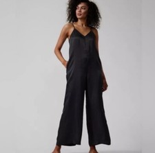 Athleta Calm Cool Sleep Romper Lounge Pajama Black Extra Small XS NEW